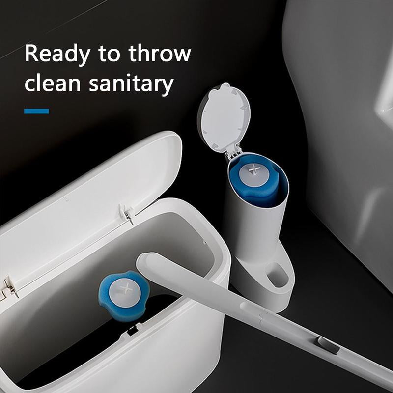Disposable Toilet Brush Disposable Set, 1 Set Toilet Cleaning Set with Holder, Efficient Bathroom Cleaning Tool for Home & Outdoor
