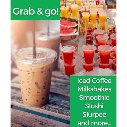 16 Oz Clear Plastic Cups with Lids and Straws, Disposable Coffee Cups 25 Sets