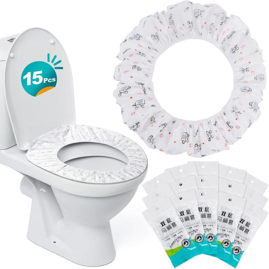 Portable Toilet Mat - Disposable Toilet Seat Cover, Waterproof Non-Woven Fabric, 15 Pcs for Travel, Hotel, Public Toilets Colorful Traditional Set
