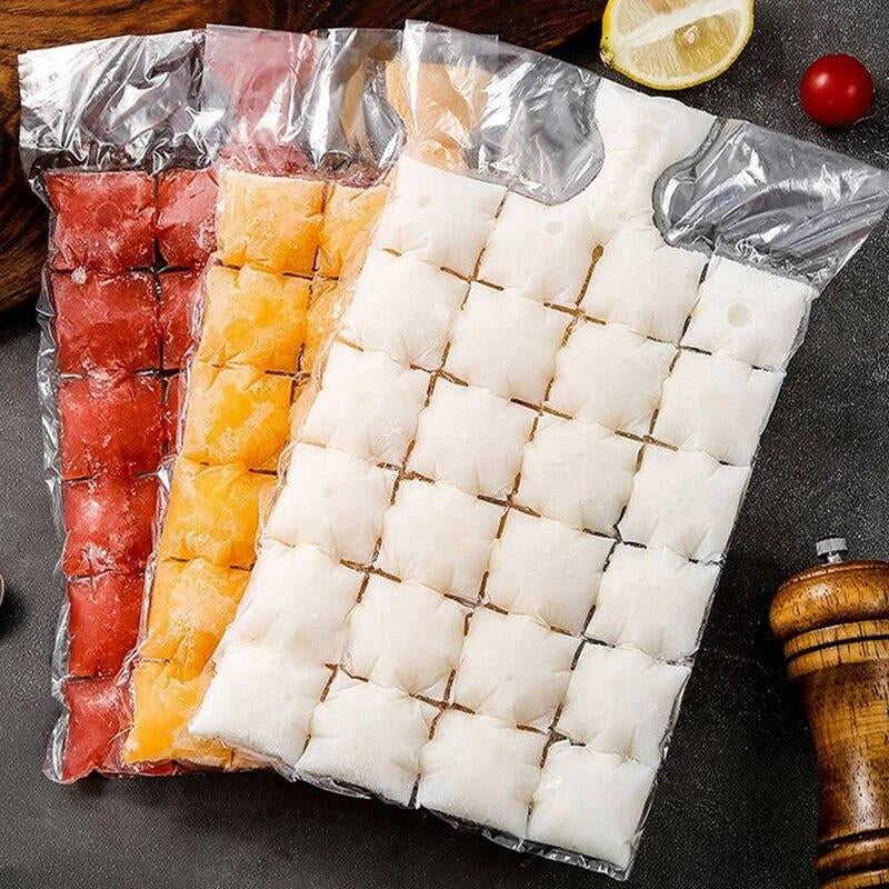 50 PCS Disposable Ice Cube Bags Ice Tray Bag Ice Cube Mold Trays Self-Seal Cold Ice Pack Cooler Bag