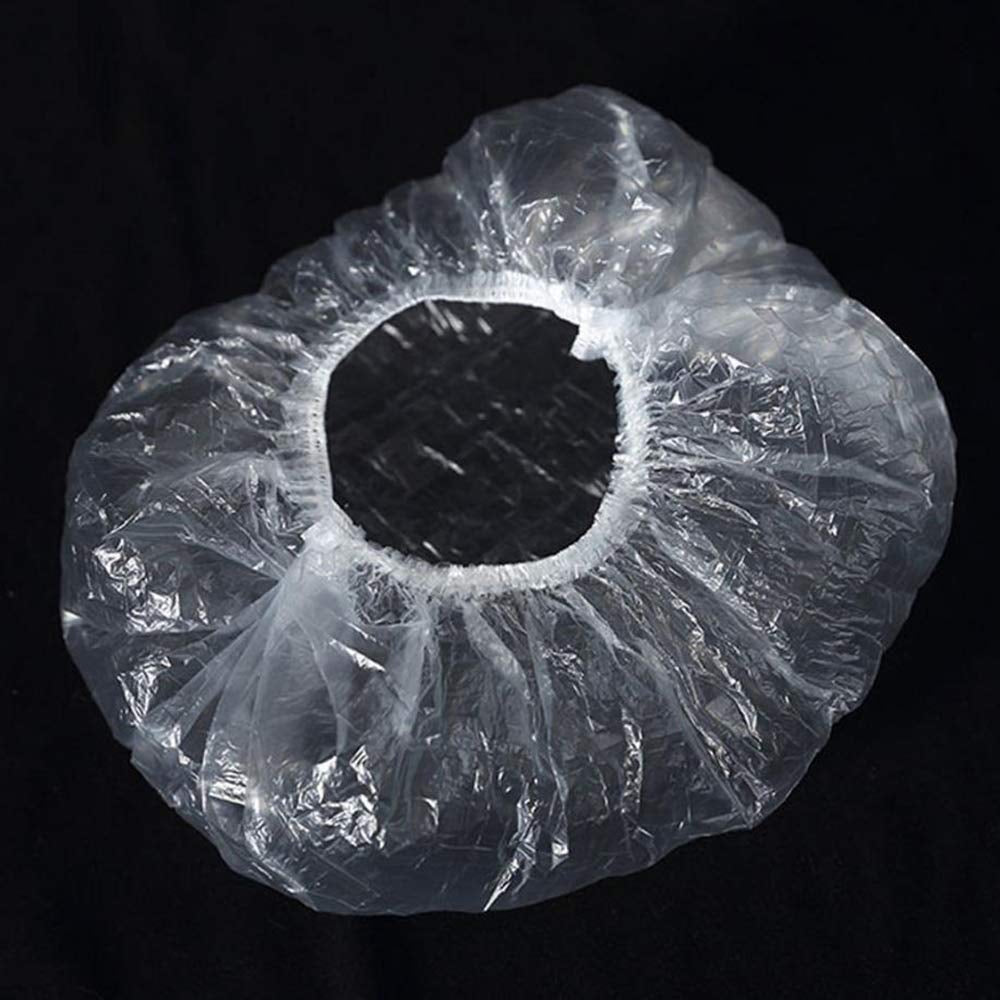 100-Pack Disposable Shower Caps - Extra-Large Waterproof Hair Processing Caps for Spa, Salon, Travel, and Home Use - Clear Transparent