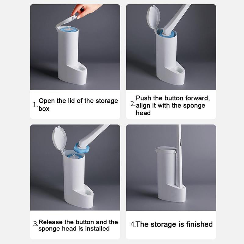 Disposable Toilet Brush Disposable Set, 1 Set Toilet Cleaning Set with Holder, Efficient Bathroom Cleaning Tool for Home & Outdoor
